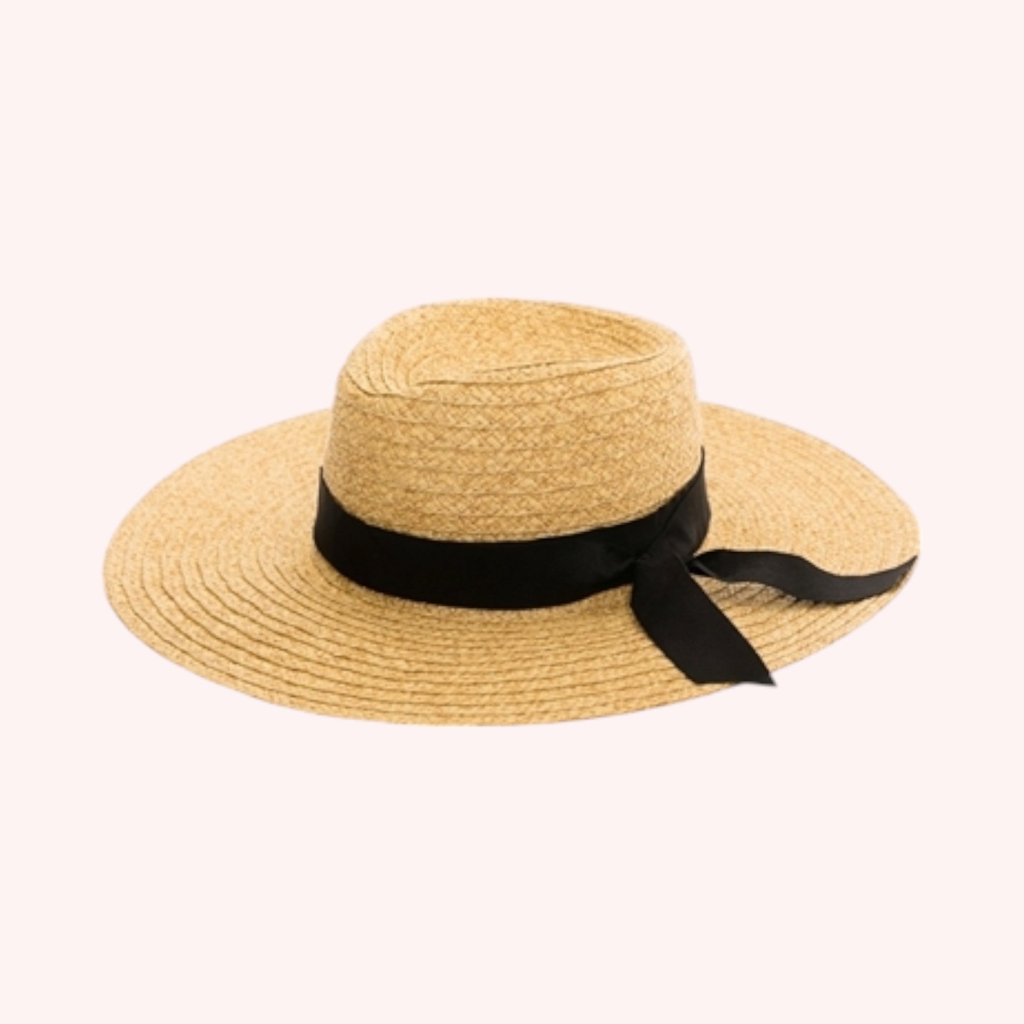 Straw Panama with Black Ribbon Bow