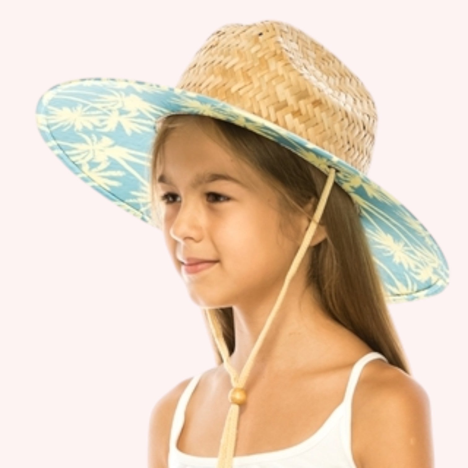 Kid's Straw Lifeguard Hat - Palm Trees