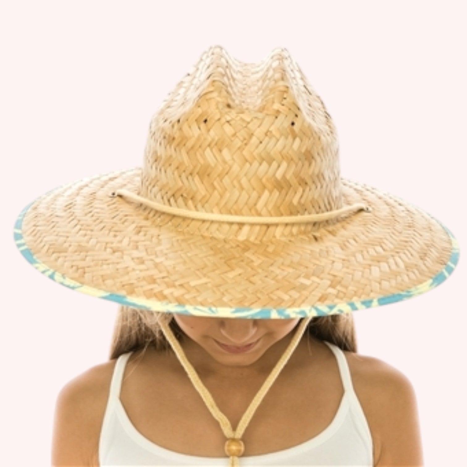 Kid's Straw Lifeguard Hat - Palm Trees