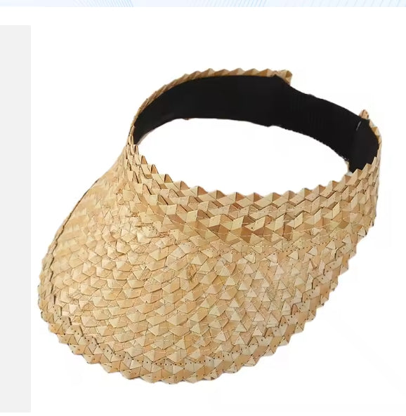 Palm Luxe Straw Visor — Adjustable Braided Sun Shield