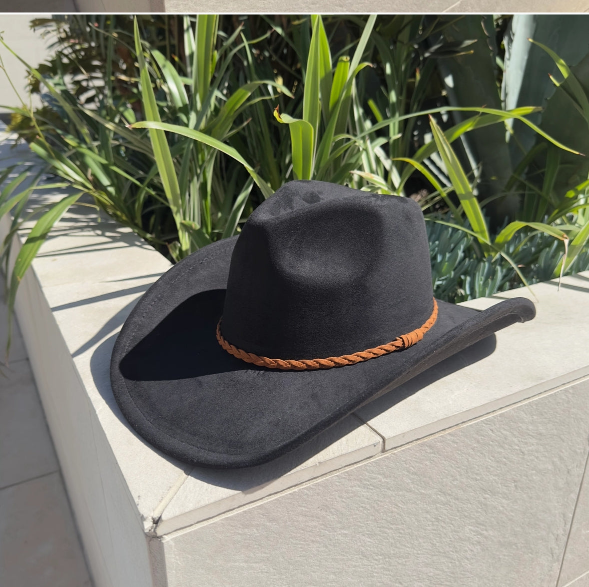 Vegan Suede Cowboy Hat – Braided Band Western