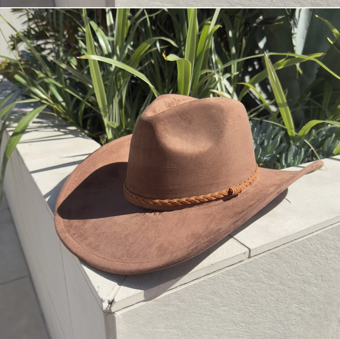 Vegan Suede Cowboy Hat – Braided Band Western