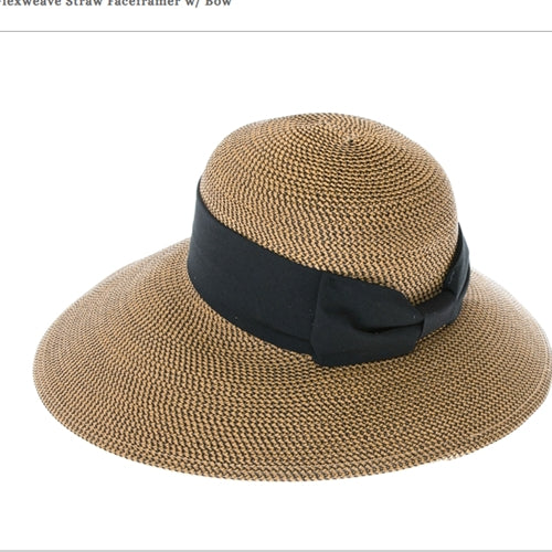 UPF 50+ Packable Straw Sun Hat Wide Brim w/ Bow | Faceframer