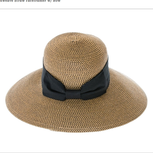 UPF 50+ Packable Straw Sun Hat Wide Brim w/ Bow | Faceframer