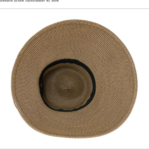 UPF 50+ Packable Straw Sun Hat Wide Brim w/ Bow | Faceframer