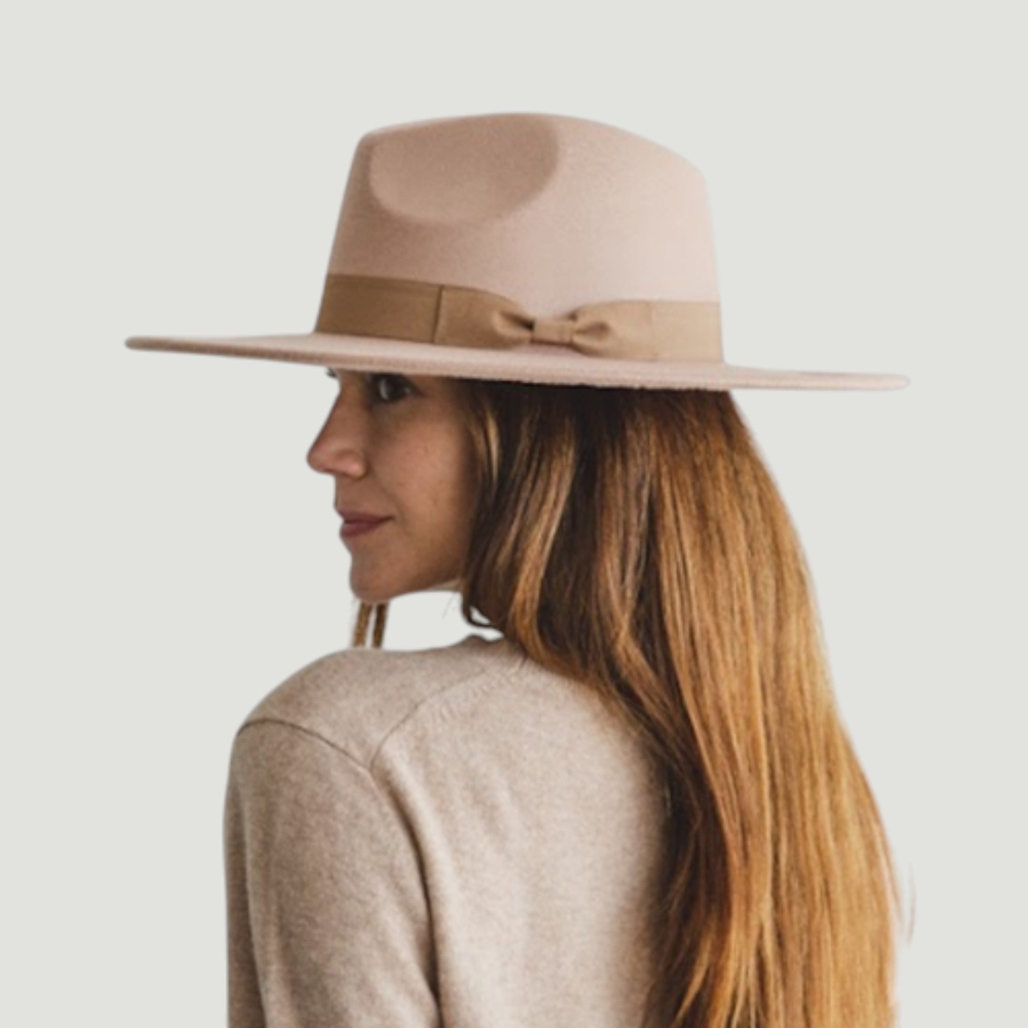 Vegan Felt Wide Brim Panama Rancher Hat Matching grosgrain band-24 Colors
