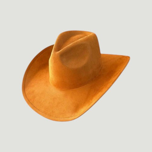 Vegan Suede Western Cowboy Hat with Pinch Front Crown | Boho Festival Statement Hat