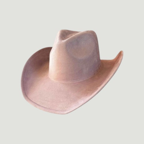 Vegan Suede Western Cowboy Hat with Pinch Front Crown | Boho Festival Statement Hat