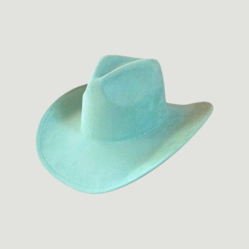 Vegan Suede Western Cowboy Hat with Pinch Front Crown | Boho Festival Statement Hat