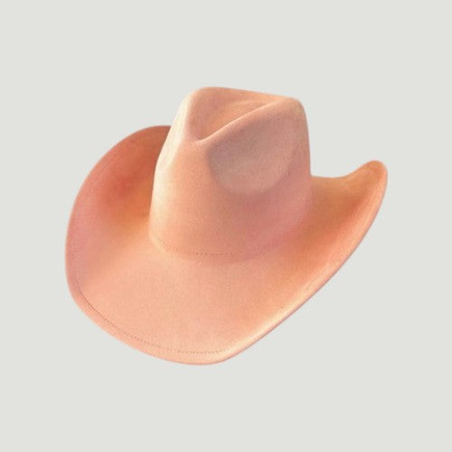 Vegan Suede Western Cowboy Hat with Pinch Front Crown | Boho Festival Statement Hat