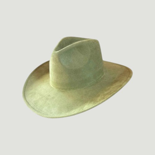 Vegan Suede Western Cowboy Hat with Pinch Front Crown | Boho Festival Statement Hat