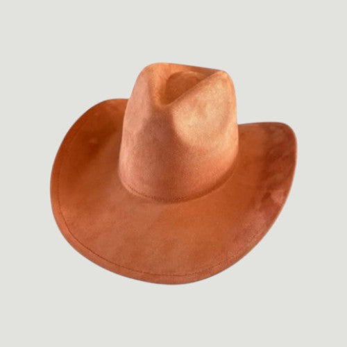 Vegan Suede Western Cowboy Hat with Pinch Front Crown | Boho Festival Statement Hat