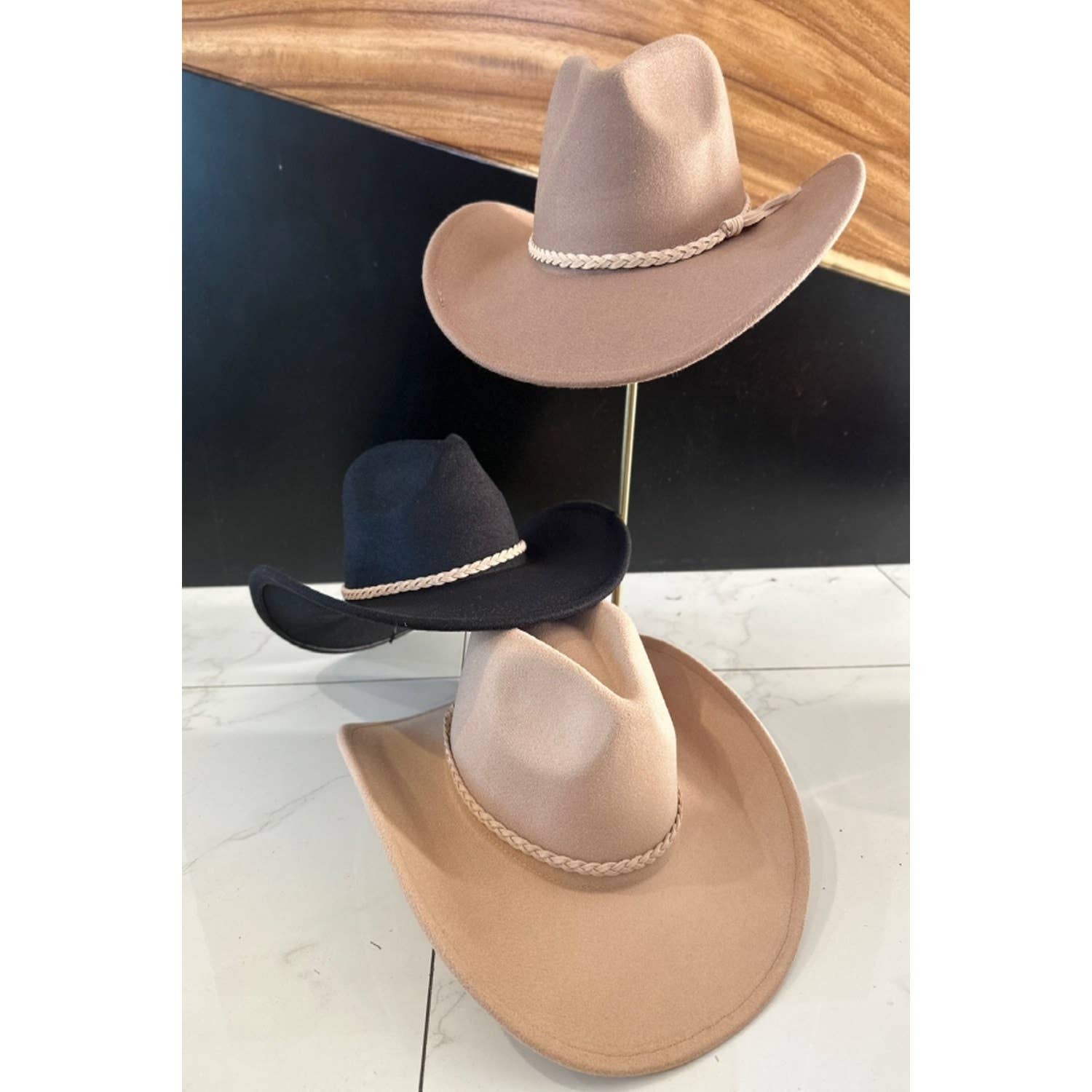 Vegan Felt Cowboy Hat with Suede Belt