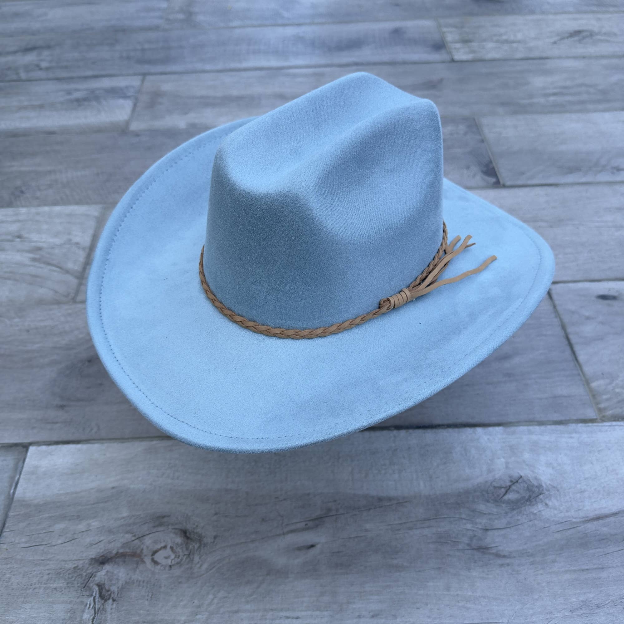 Vegan Suede Cattleman Cowboy Hat with Suede Hat Band
