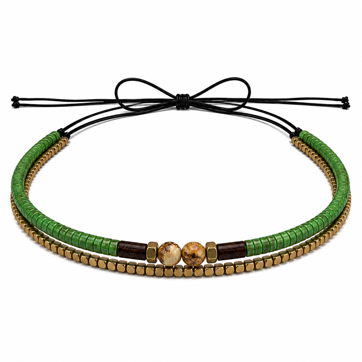 Boho Western Green Beaded Adjustable Hat Band