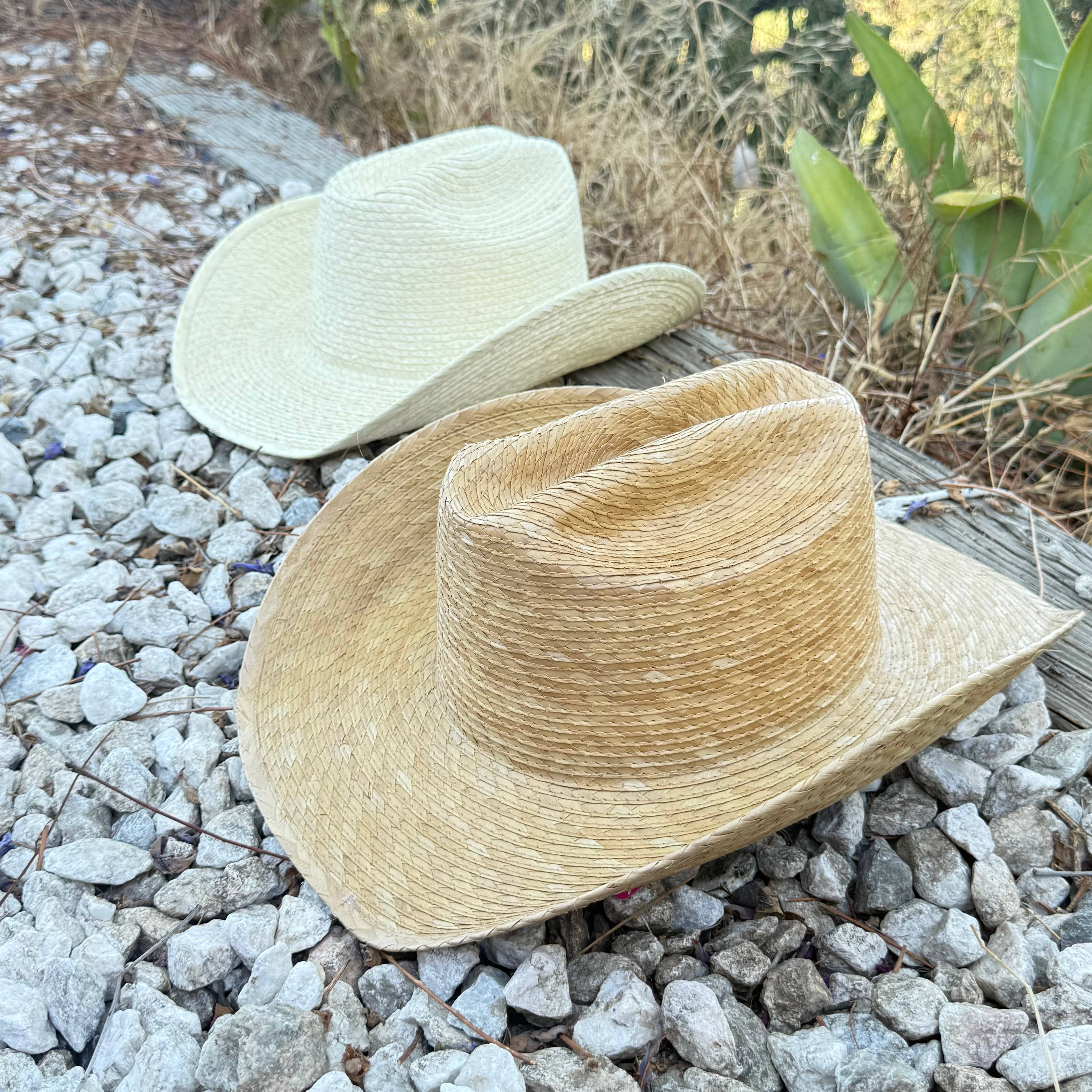 Natural Palm Leaf Cowboy Hat with Braided Band
