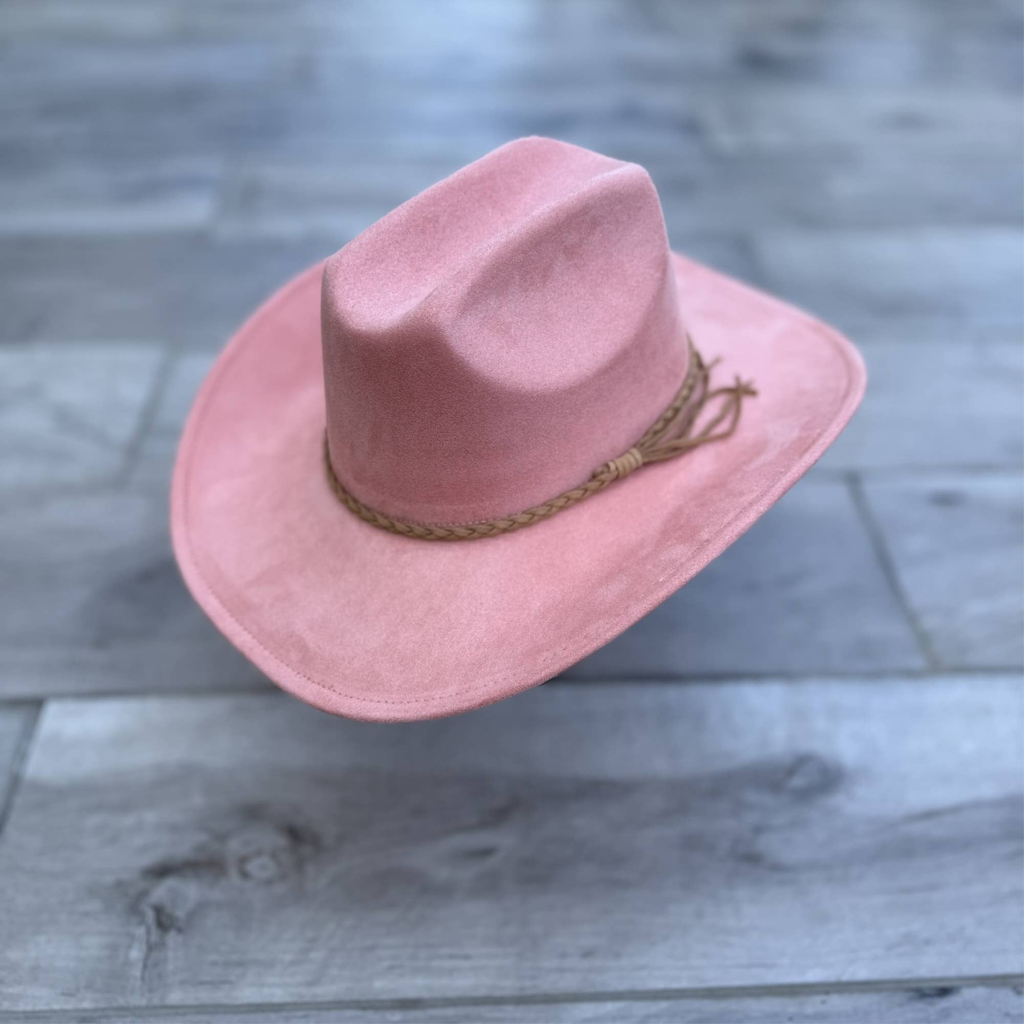 Vegan Suede Cattleman Cowboy Hat with Suede Hat Band