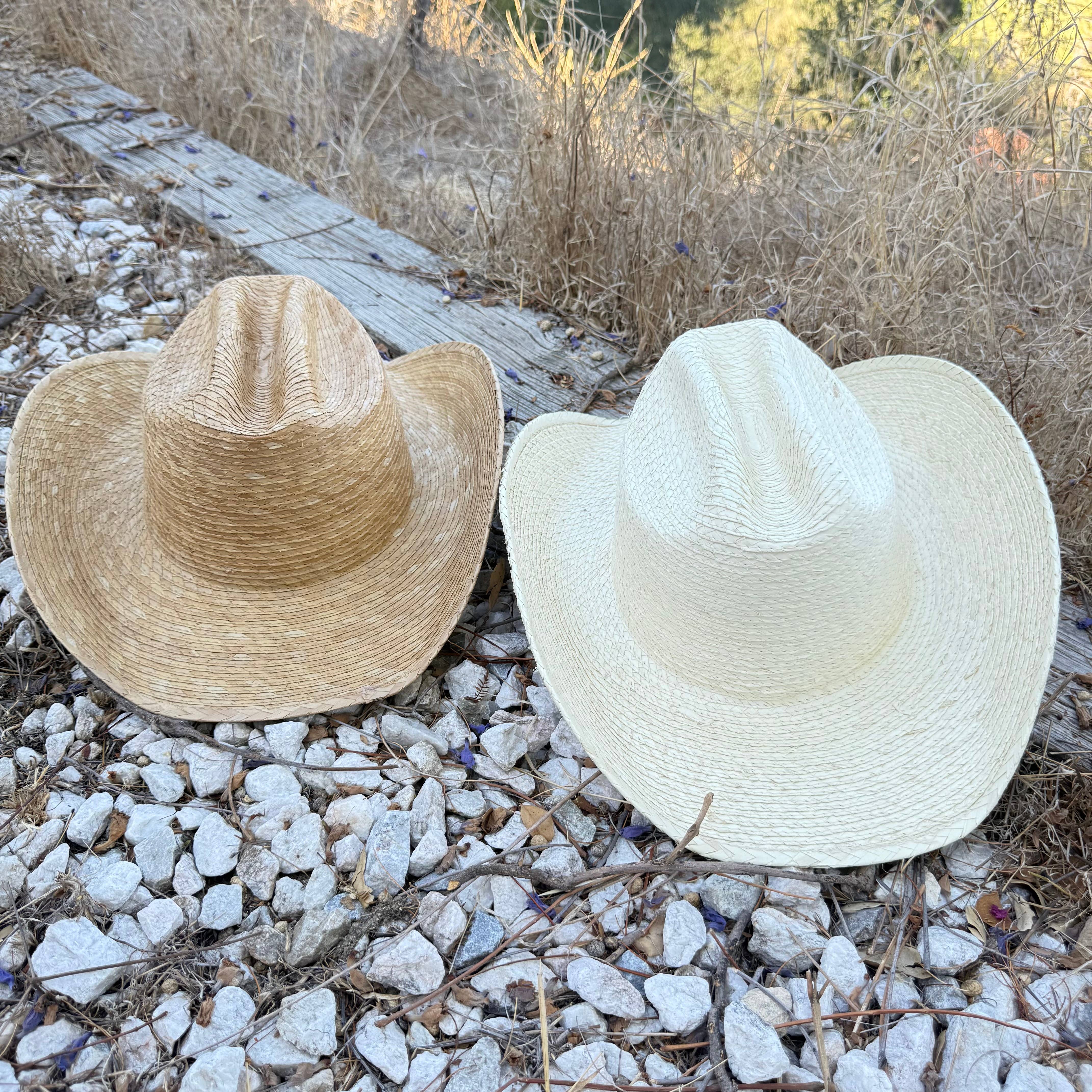 Natural Palm Leaf Cowboy Hat with Braided Band
