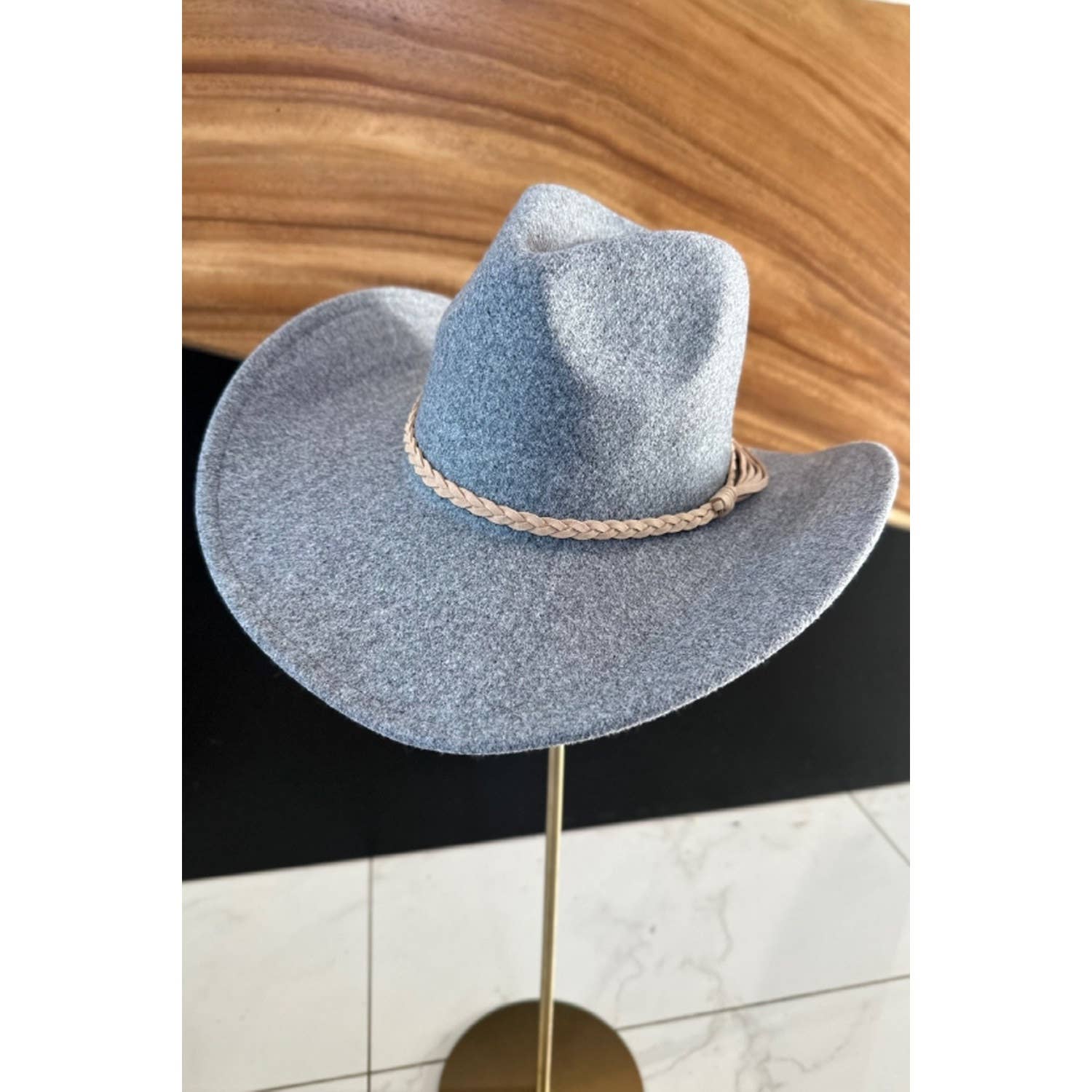 Vegan Felt Cowboy Hat with Suede Belt