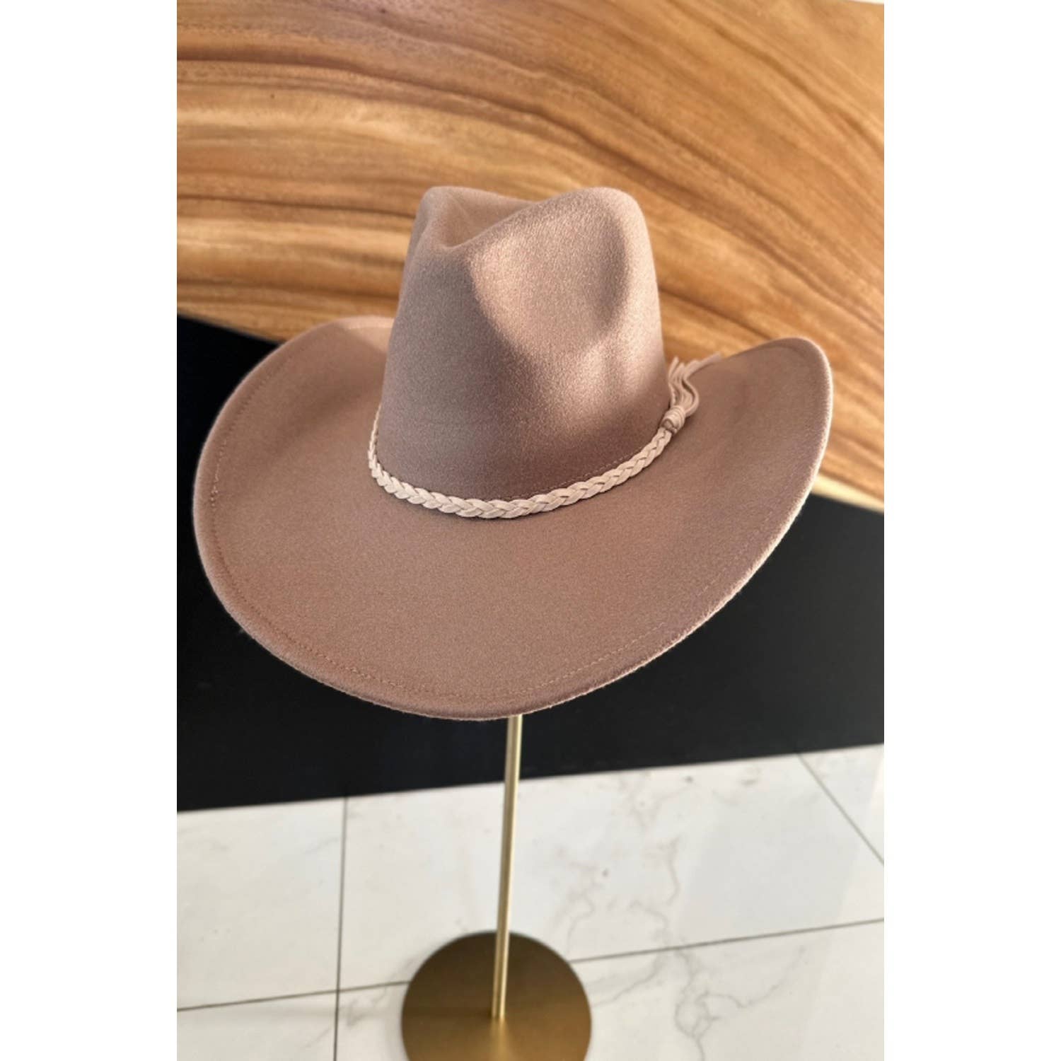Vegan Felt Cowboy Hat with Suede Belt