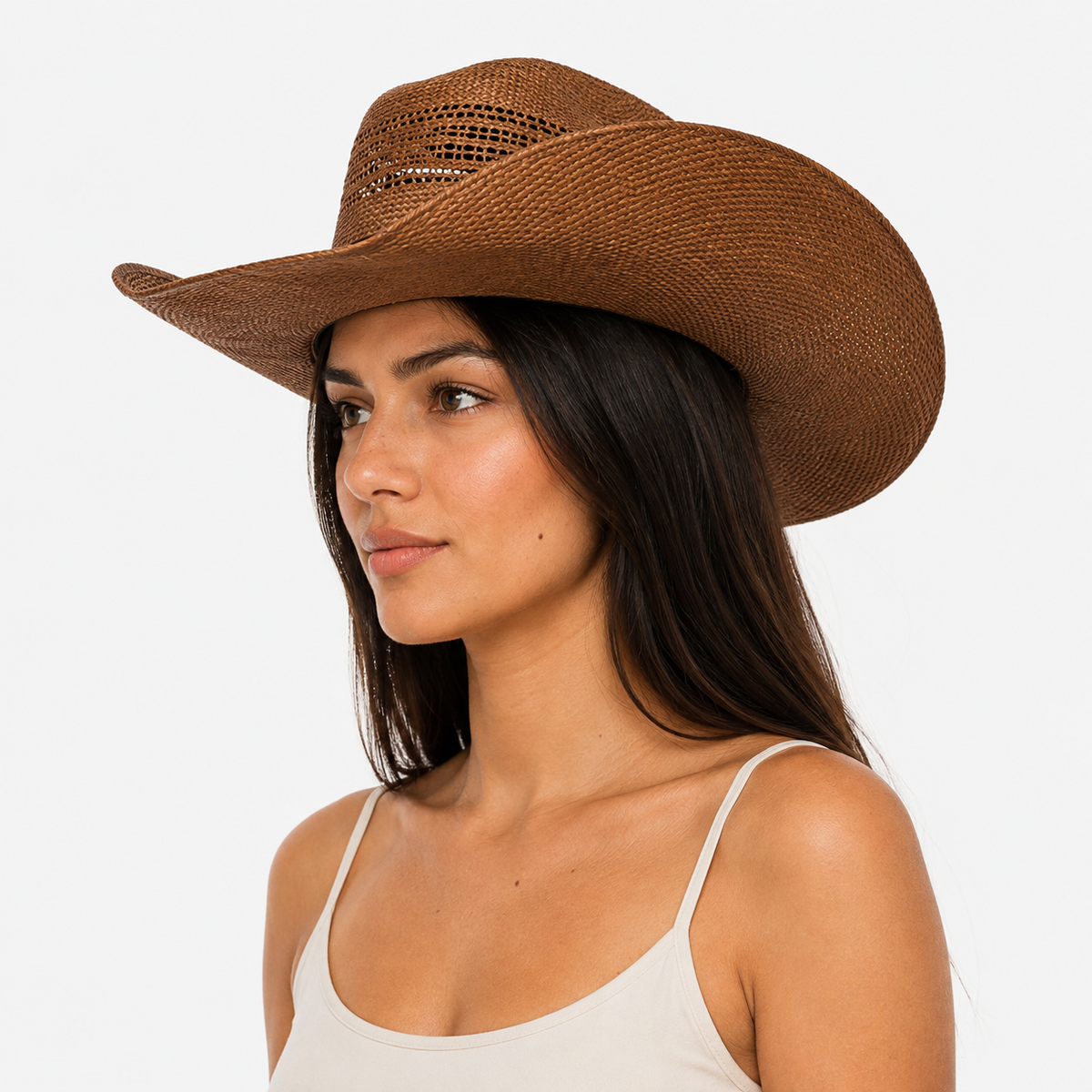 Vented Woven Straw Shapeable Cowboy Hat