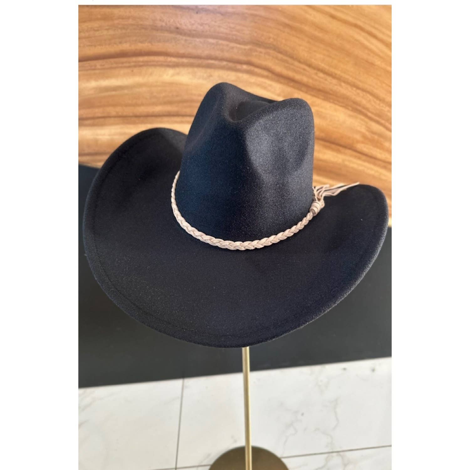 Vegan Felt Cowboy Hat with Suede Belt