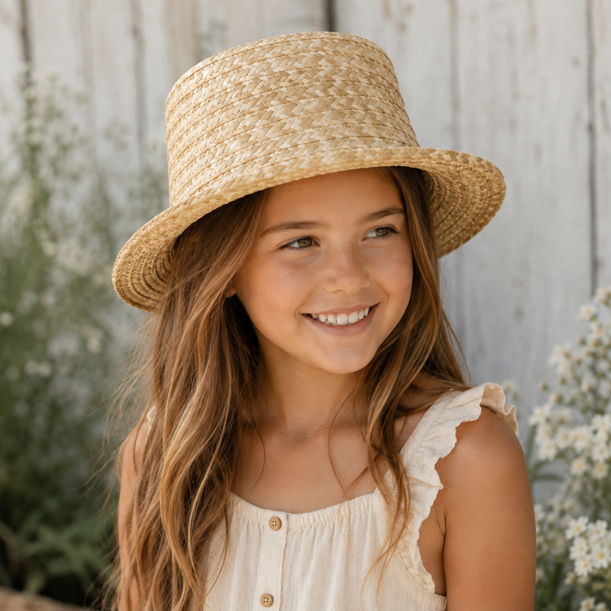 Natural Straw Boater Hat