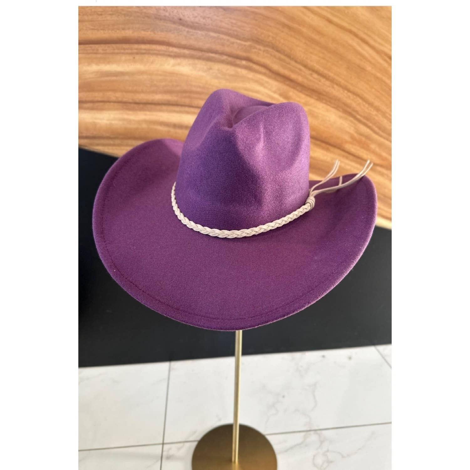 Vegan Felt Cowboy Hat with Suede Belt