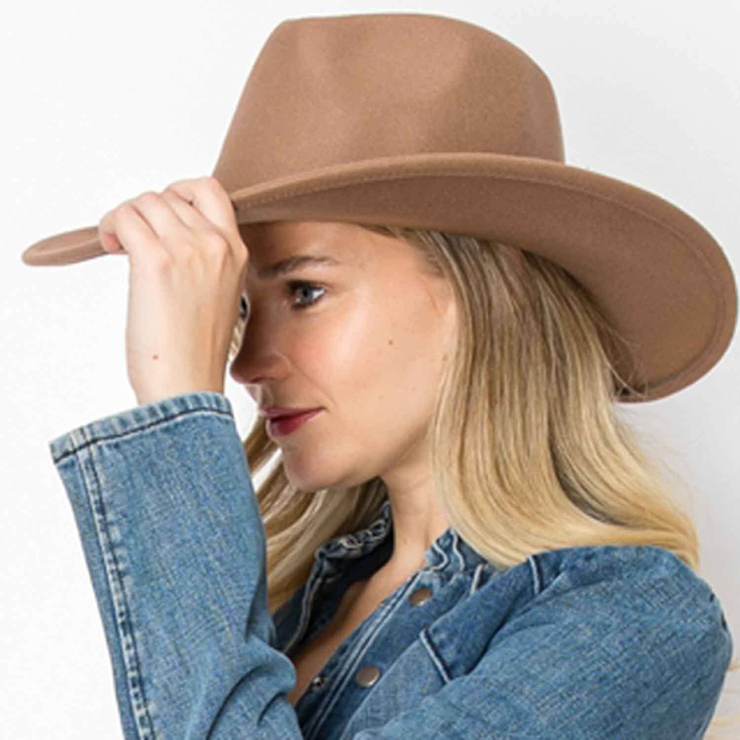 Vegan Felt Cowboy Hat with Suede Belt