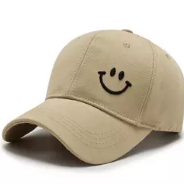 BASEBALL CAP W/ SMILE FACE EMBROIDERY