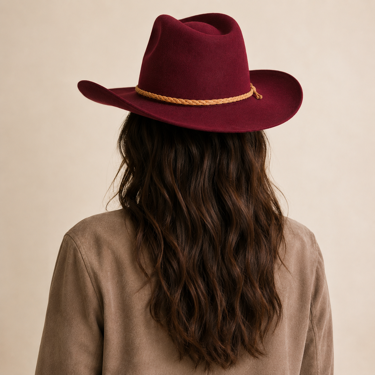 Australian Wool Stiff Brim Cowboy Hat with Suede Braid