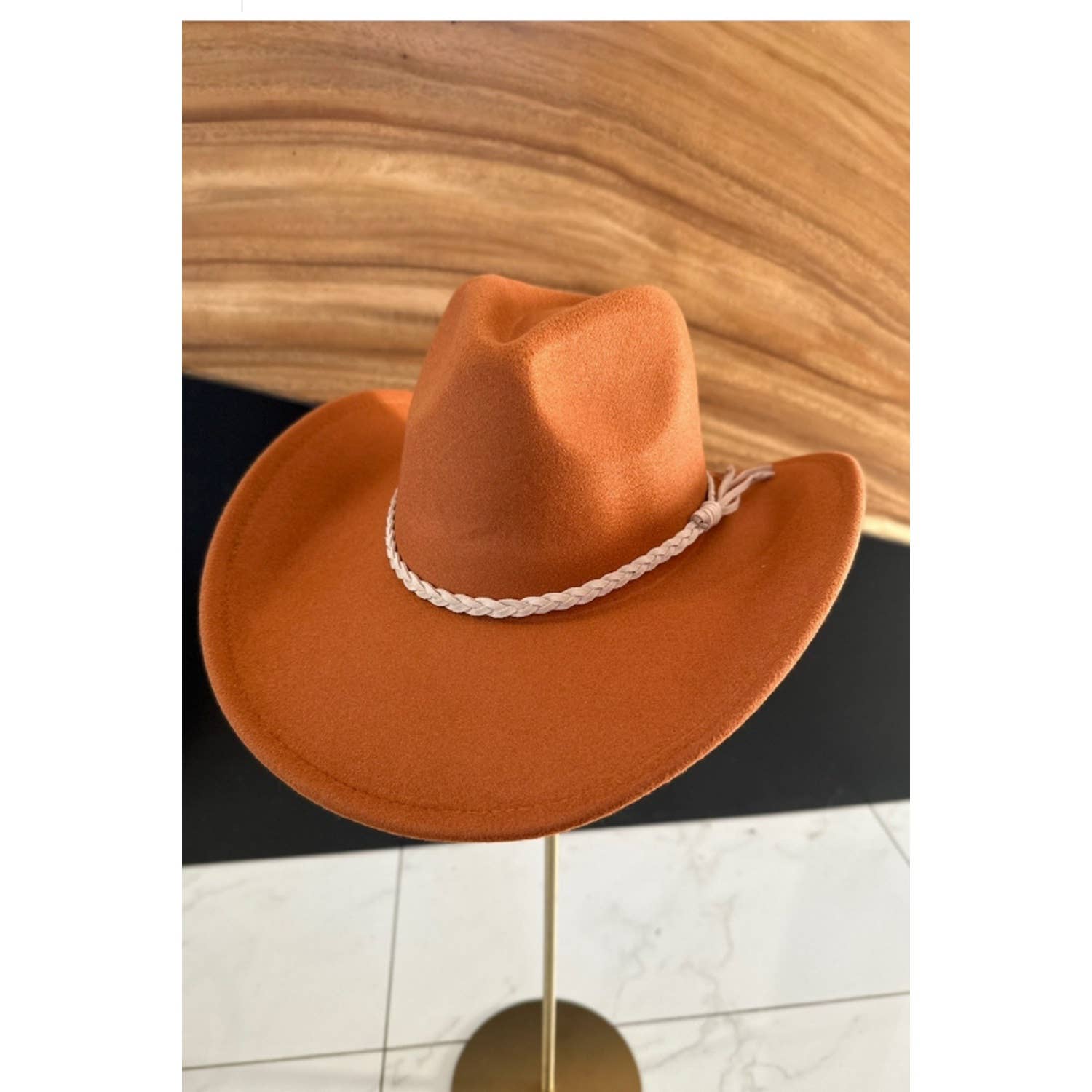 Vegan Felt Cowboy Hat with Suede Belt