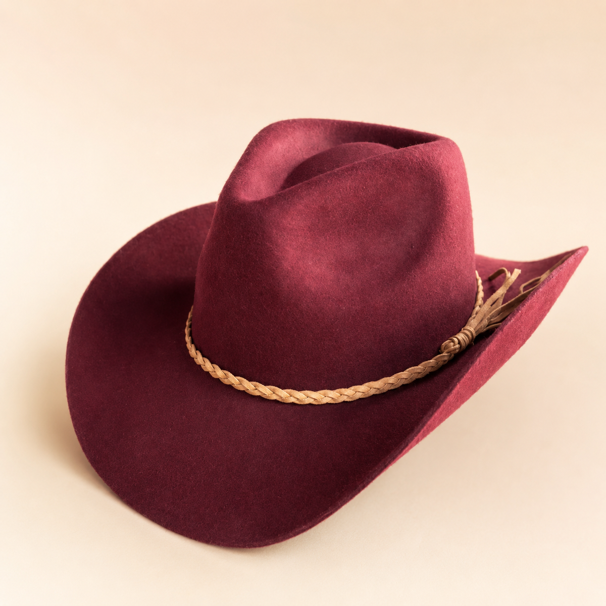 Australian Wool Stiff Brim Cowboy Hat with Suede Braid