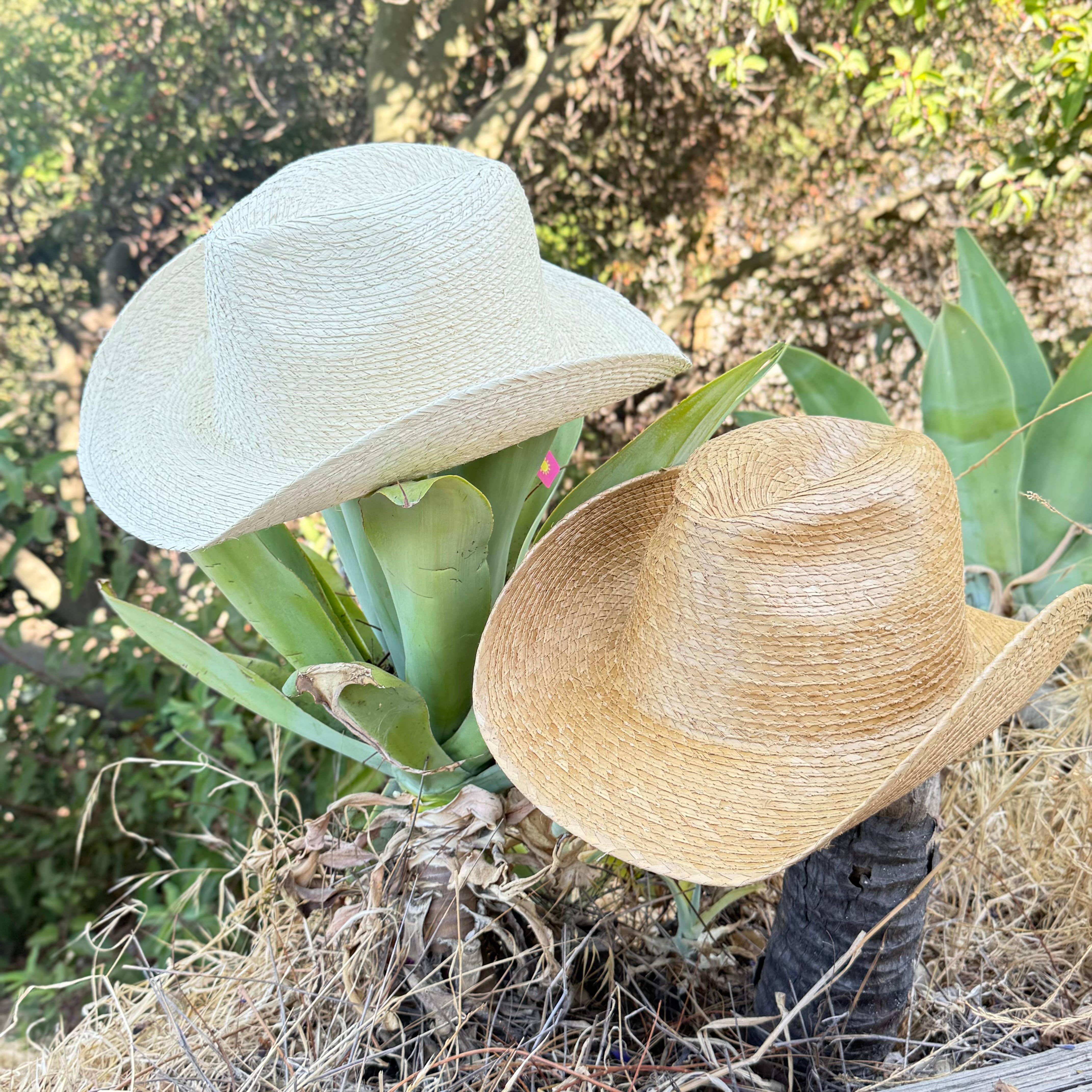 Natural Palm Leaf Cowboy Hat – Starched Western Sun Hat UPF