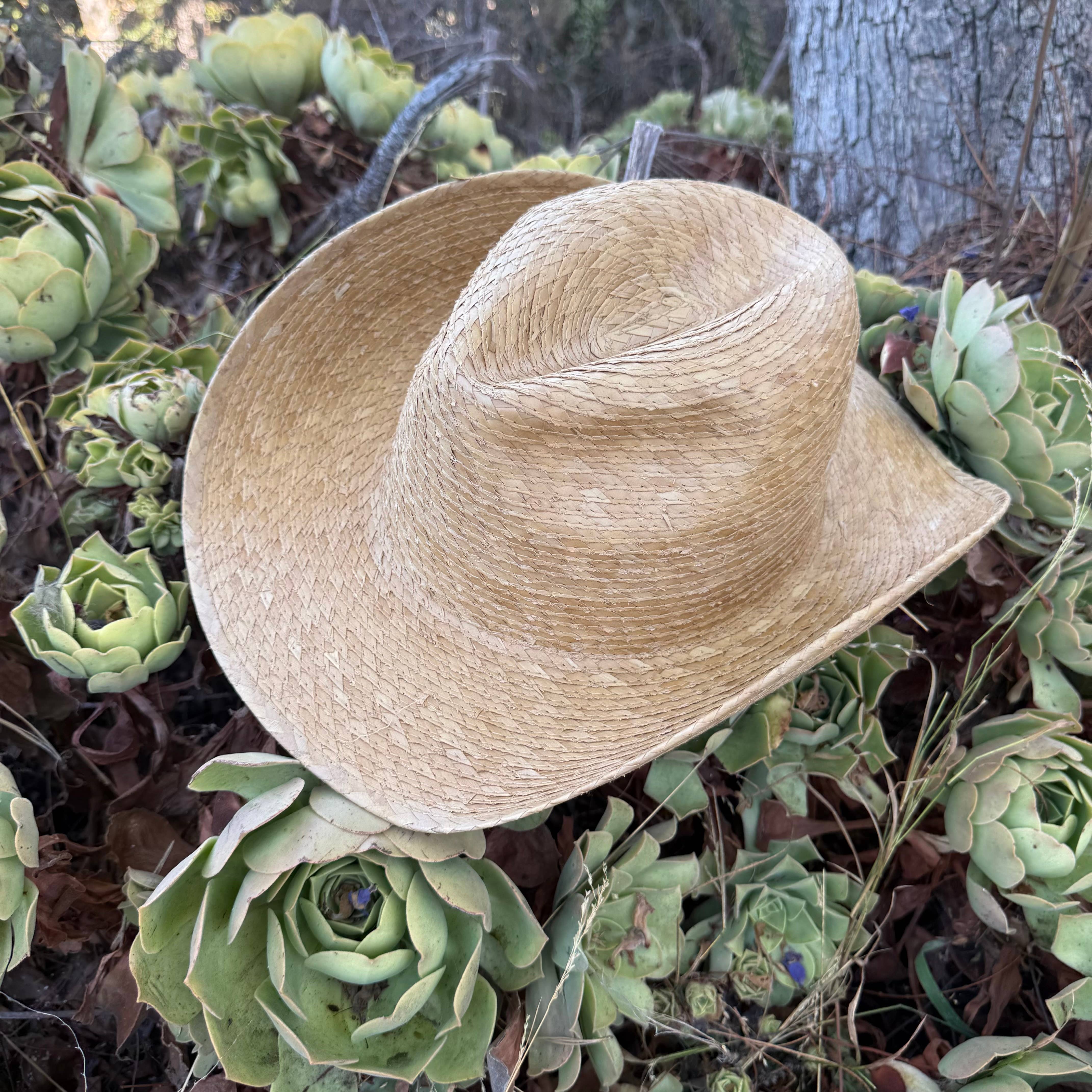 Natural Palm Leaf Cowboy Hat – Starched Western Sun Hat UPF