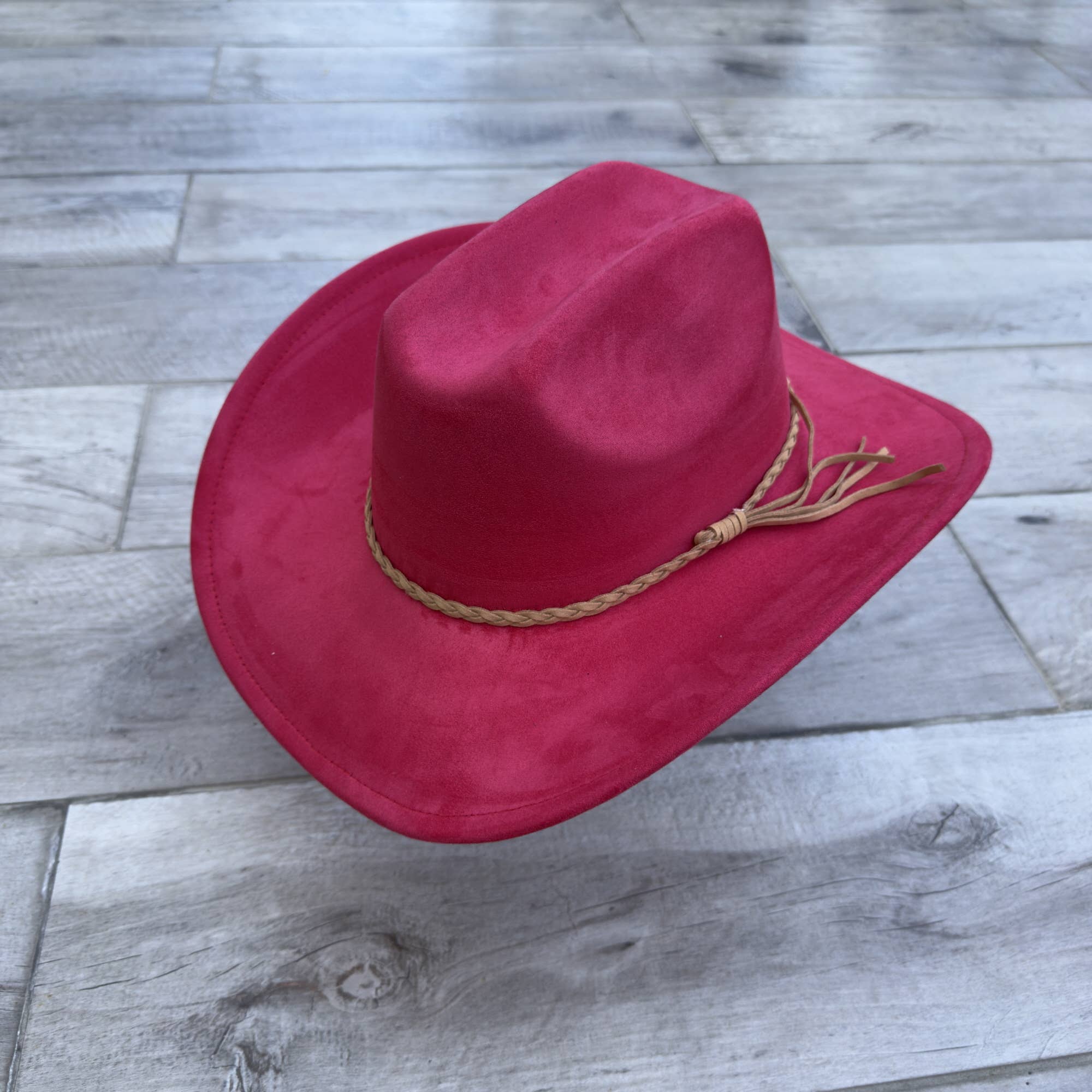 Vegan Suede Cattleman Cowboy Hat with Suede Hat Band