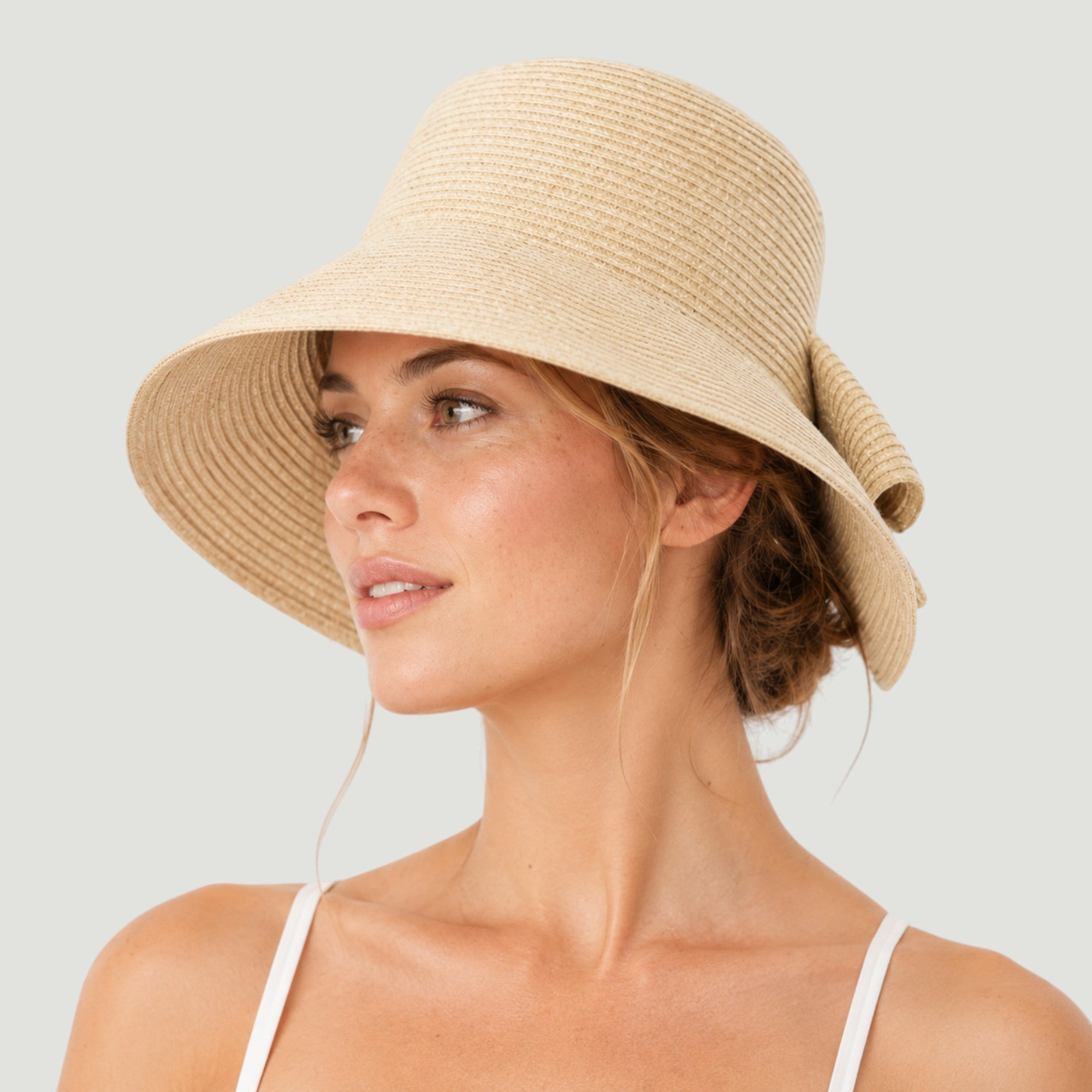 Packable Washable Sun Hat with Split Back Bow