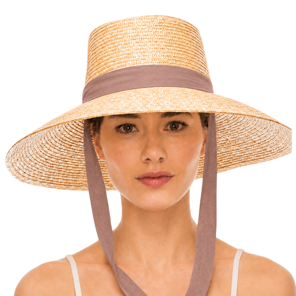 Wheat Straw Boater Hat with Twill Tape