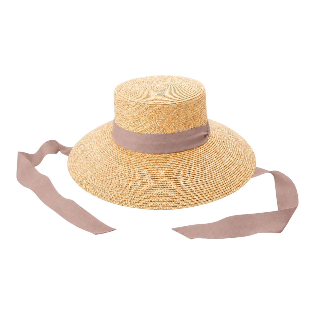 Wheat Straw Boater Hat with Twill Tape