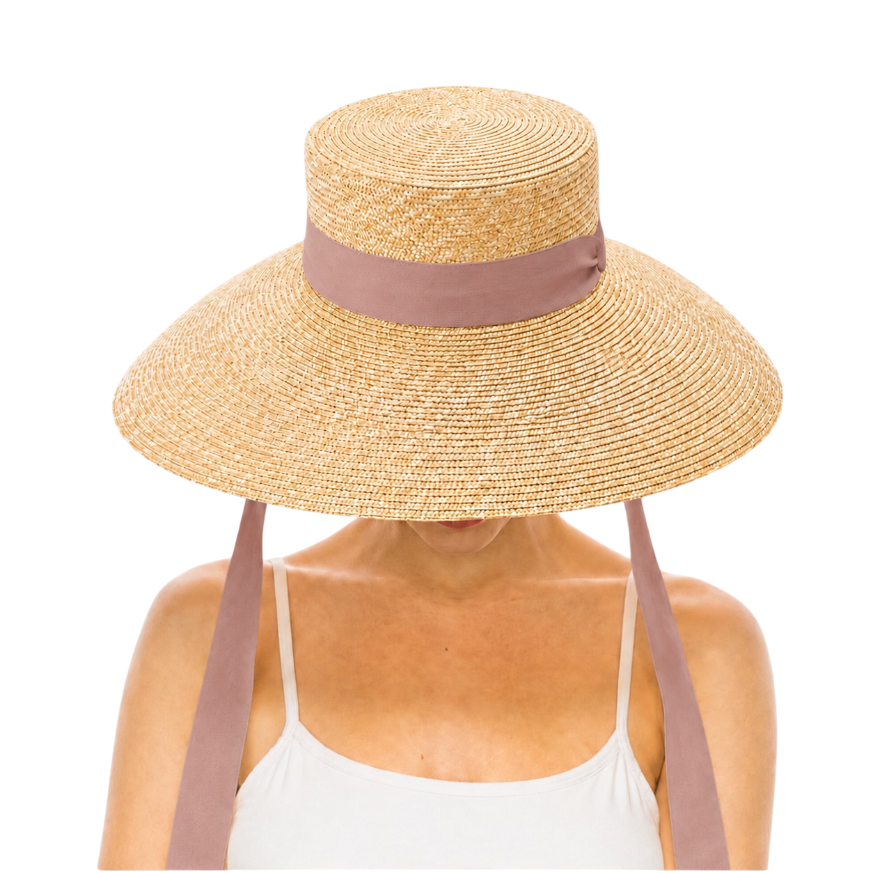 Wheat Straw Boater Hat with Twill Tape