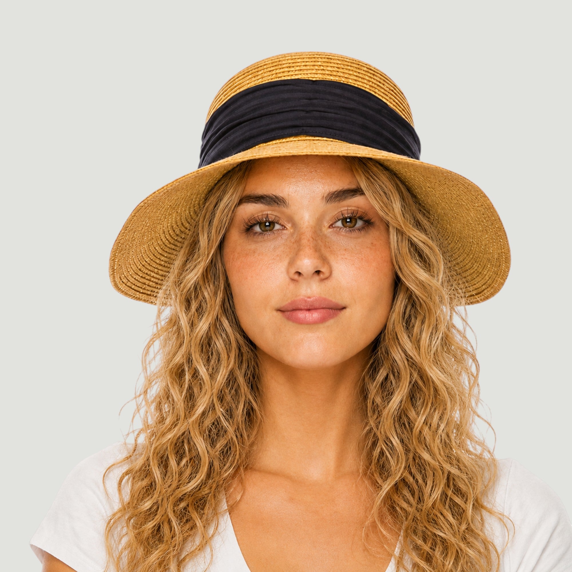 Backless Sun Visor Hat | UPF 50+ | Straw Face Framer | Ribbon Band