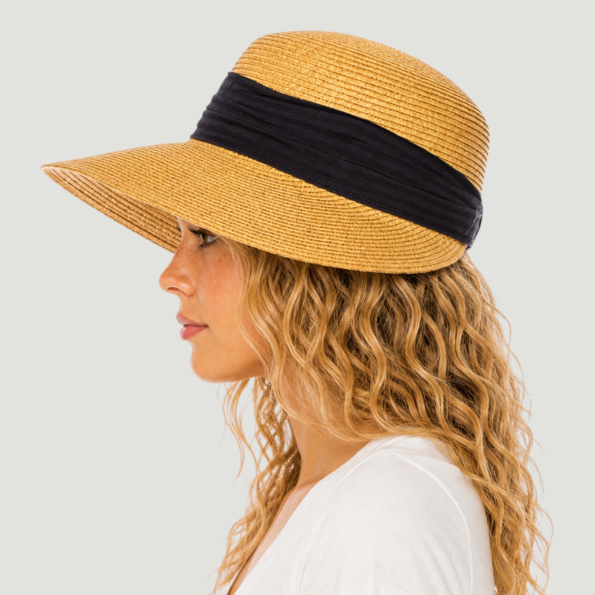 Backless Sun Visor Hat | UPF 50+ | Straw Face Framer | Ribbon Band