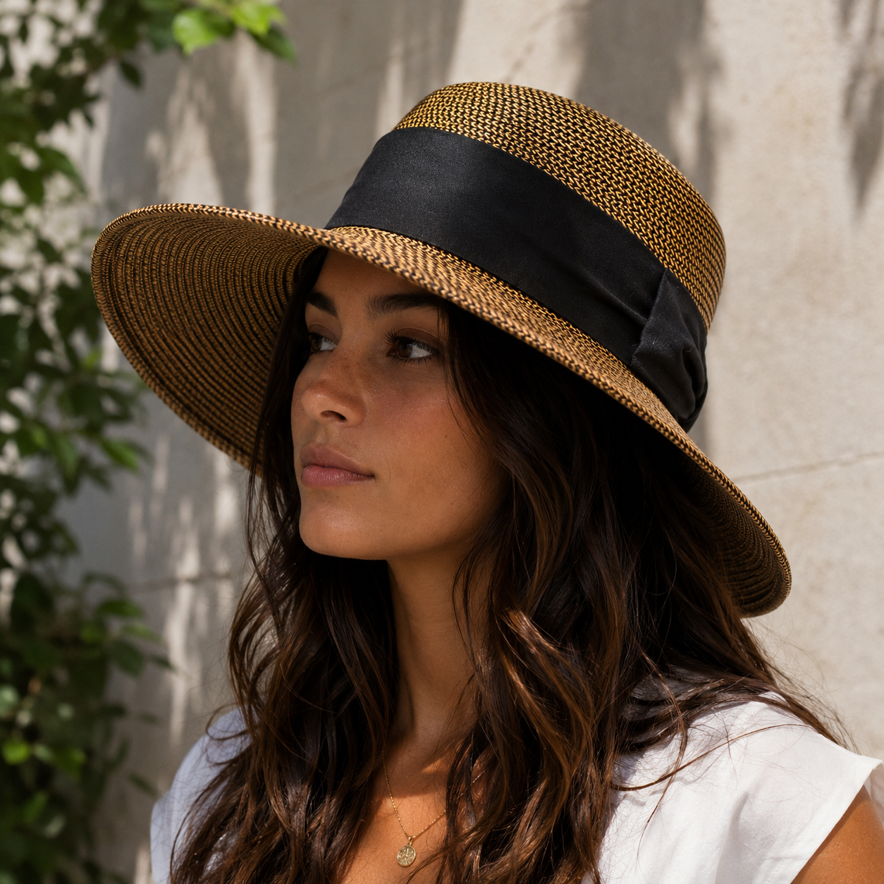 UPF 50+ Packable Straw Sun Hat Wide Brim w/ Bow | Faceframer