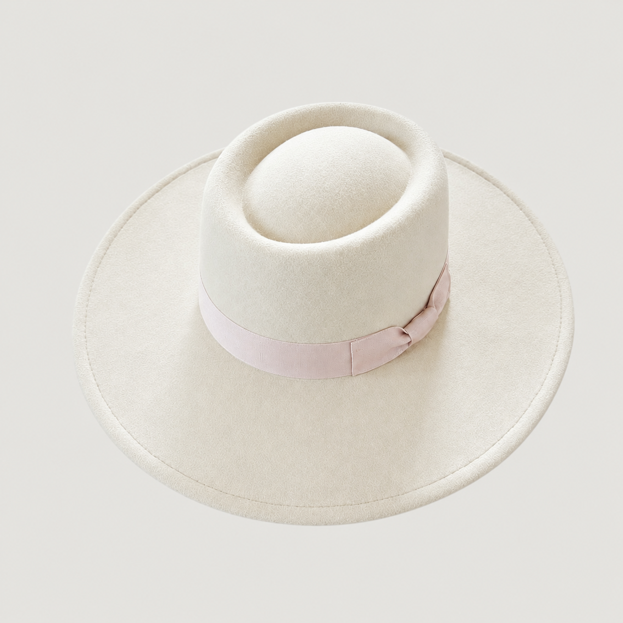Wide Brim Vegan Felt Gambler Hat with Matching Grosgrain Band