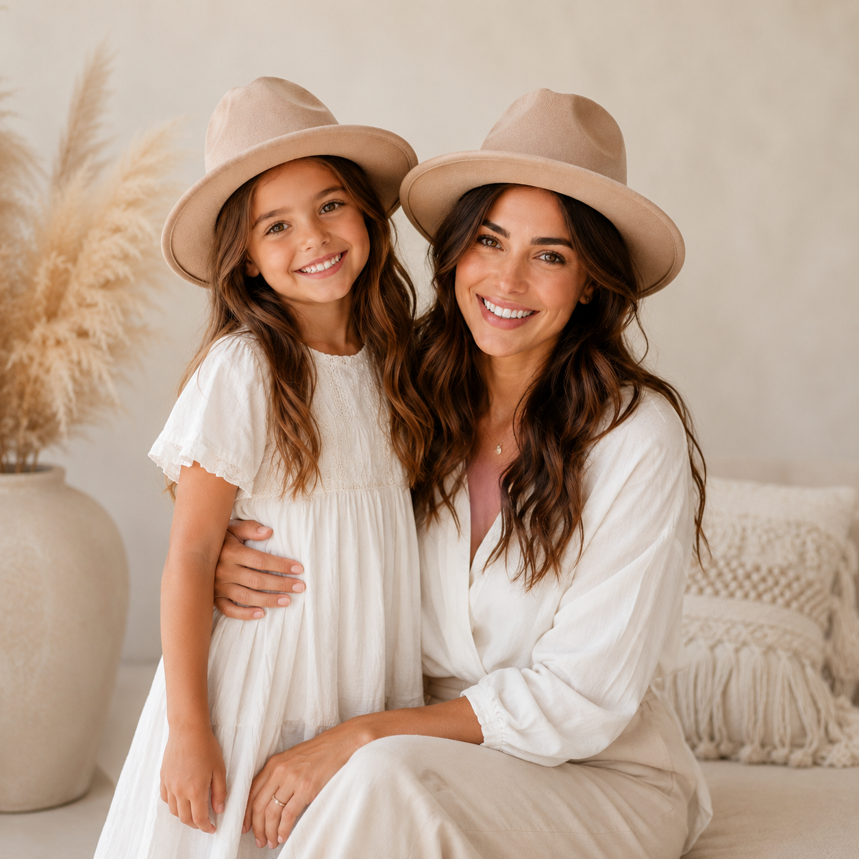 Mommy & Me Wide Brim Rancher Hat Set – 2 Pcs