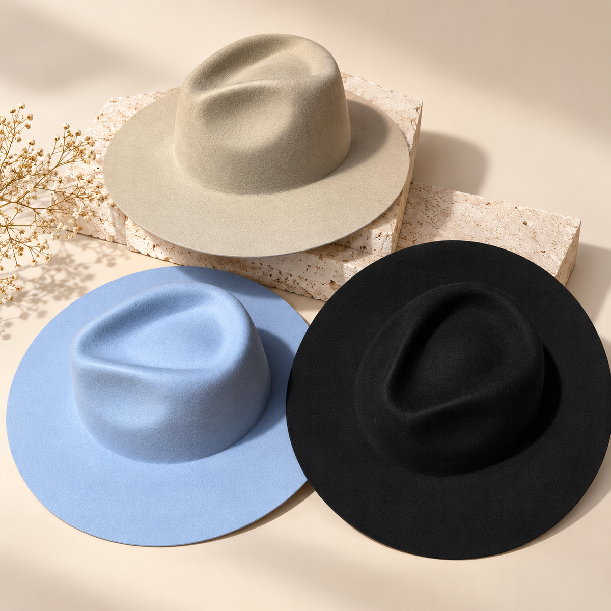 Premium Austrian Wool Wide Brim Fedora Hat