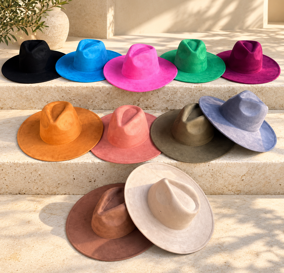 Vegan Suede Fedora Hat