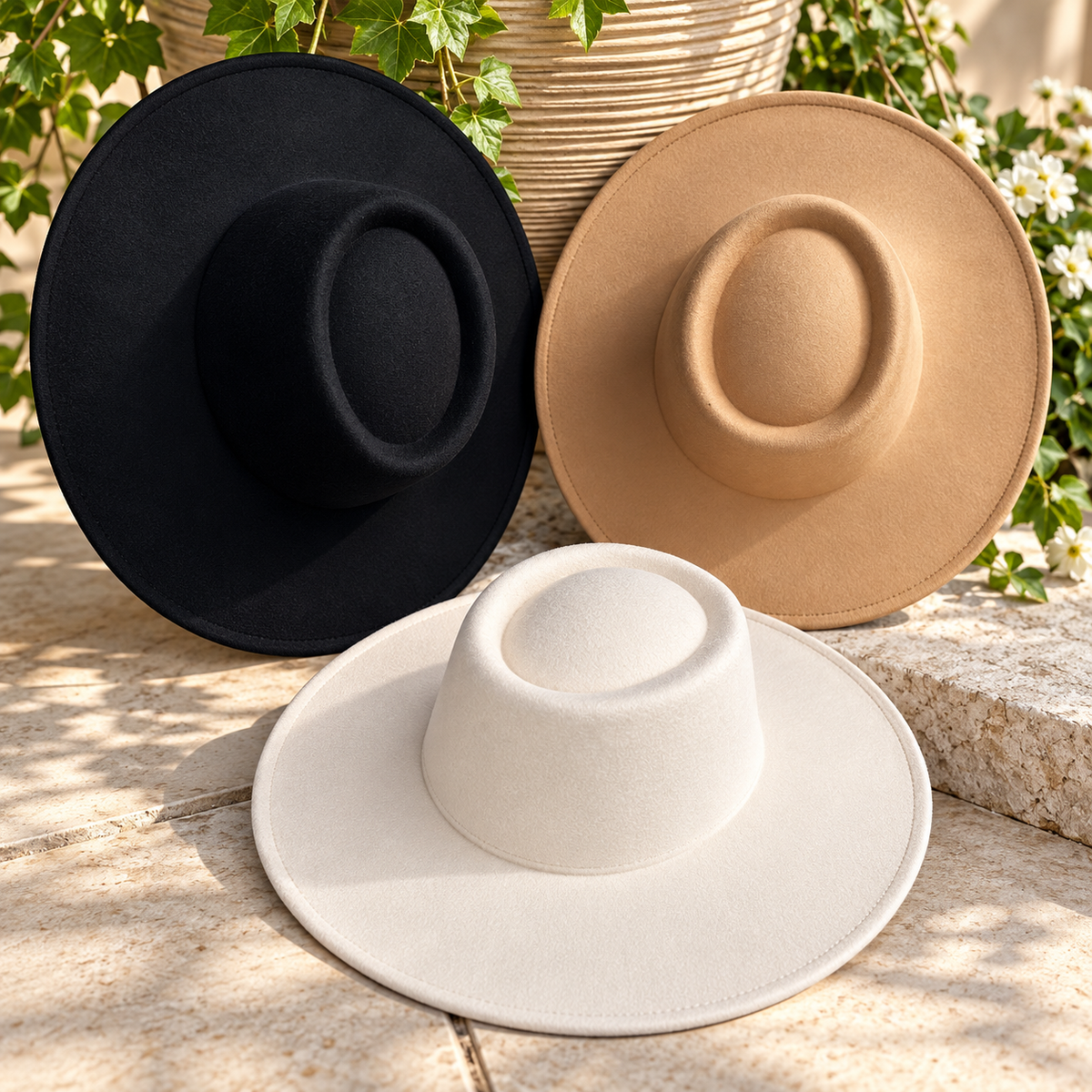 Vegan Felt Wide Brim Gambler Hat
