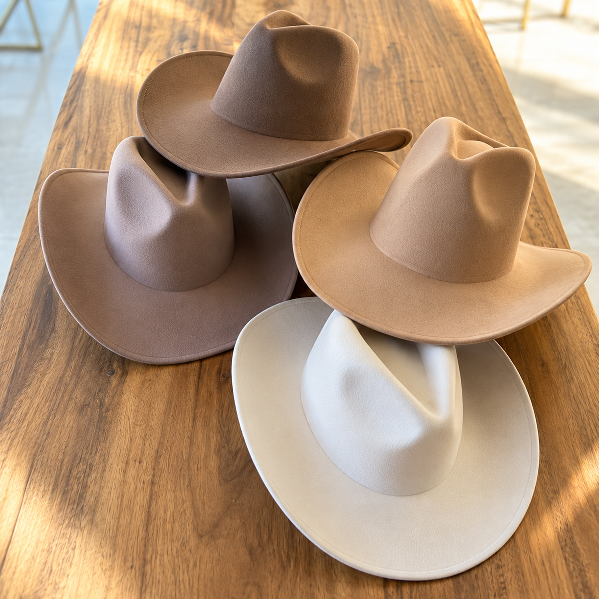 Vegan Felt Cowboy Hat Wide Brim Western Cattleman