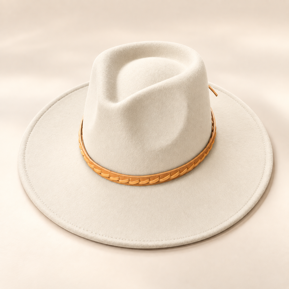 Vegan Felt Rancher Hat w/ Braided Leather Band